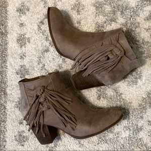 Fergalicious clover western fringe bootie